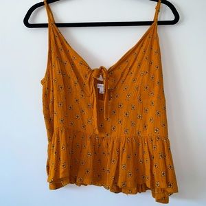 Patrons of Peace Mustard Floral Crop Top
